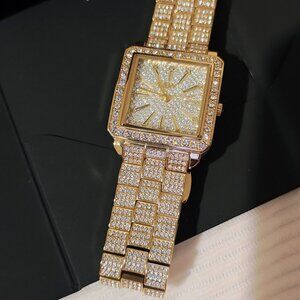 JBW Women's Cristal 12 Diamonds 18K Gold-Plated Stainless Steel Watch, 28MM